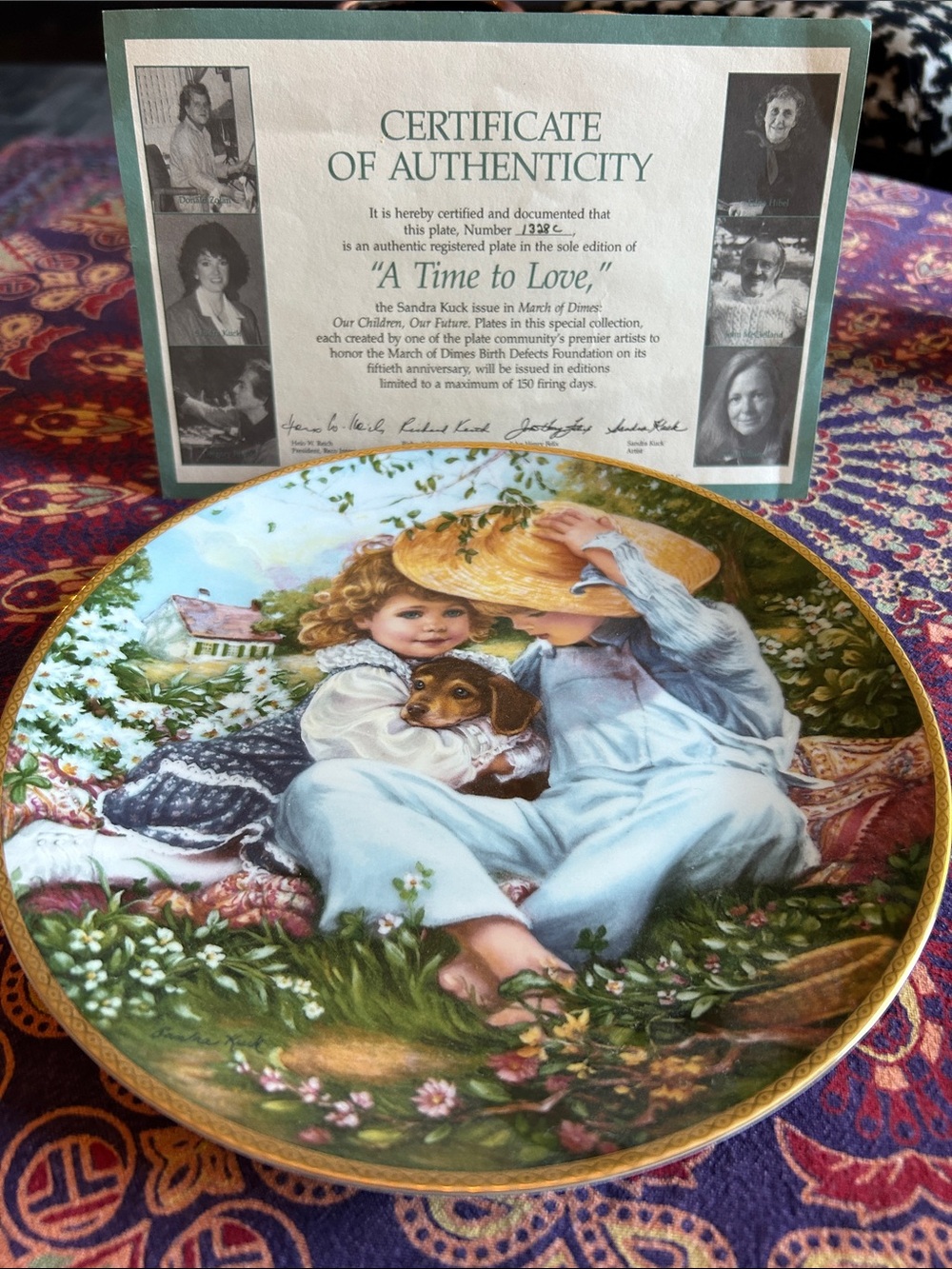 'A Time to Love' Decorative Collector Plate with Certificate 1989